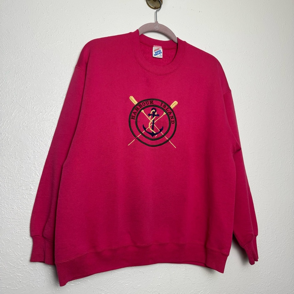Vintage Harbour Island Bright Pink Fuscia Super Sweats Crewneck Sweater‎